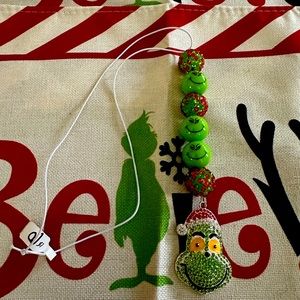 Handmade Grinch Long Christmas Necklace